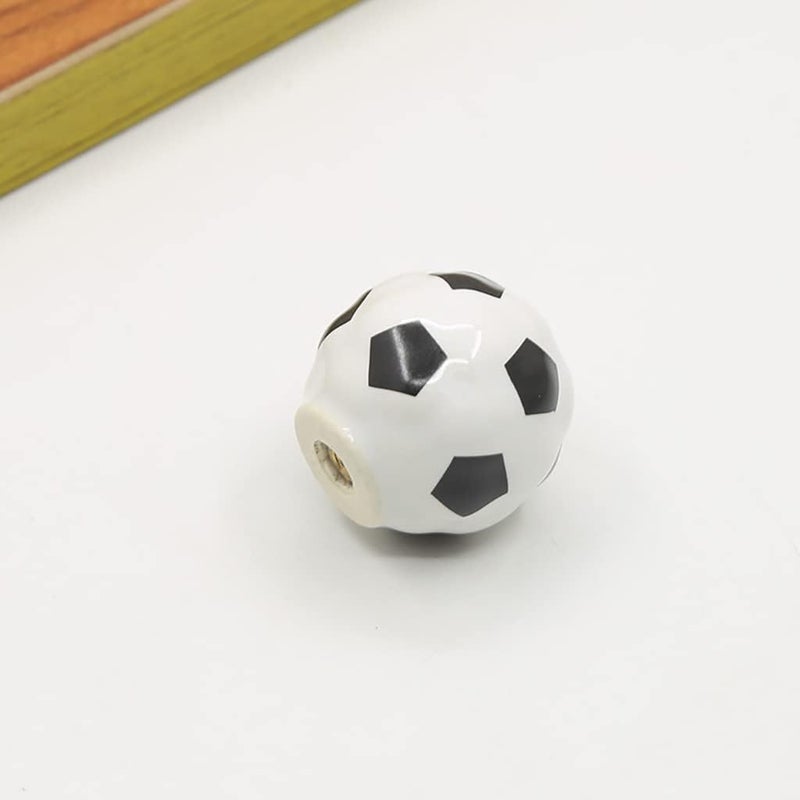 ESreake Heavy Ceramic Soccer knobs Football Knobs, 4 Packs Ball Sports Party Theme Children and Baby Home Decor Drawer Knobs Pulls Handles for Dresser Cupboard Wardrobe Cabinet Kitchen (4, Soccer-w) - Image 4